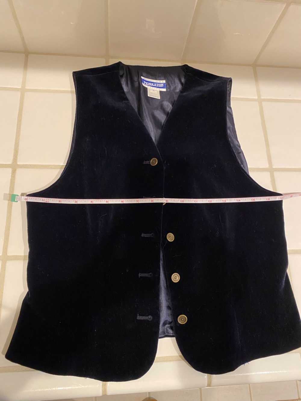 Pendleton Blue Velvet Button Front Vest - Picture 5 of 8